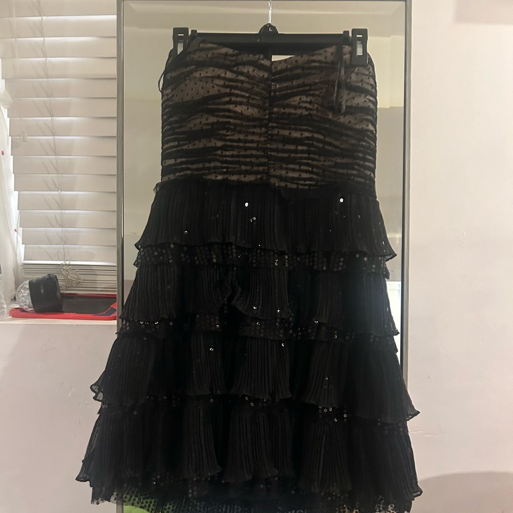 Nine West Black sequin Tiered A-Line dress